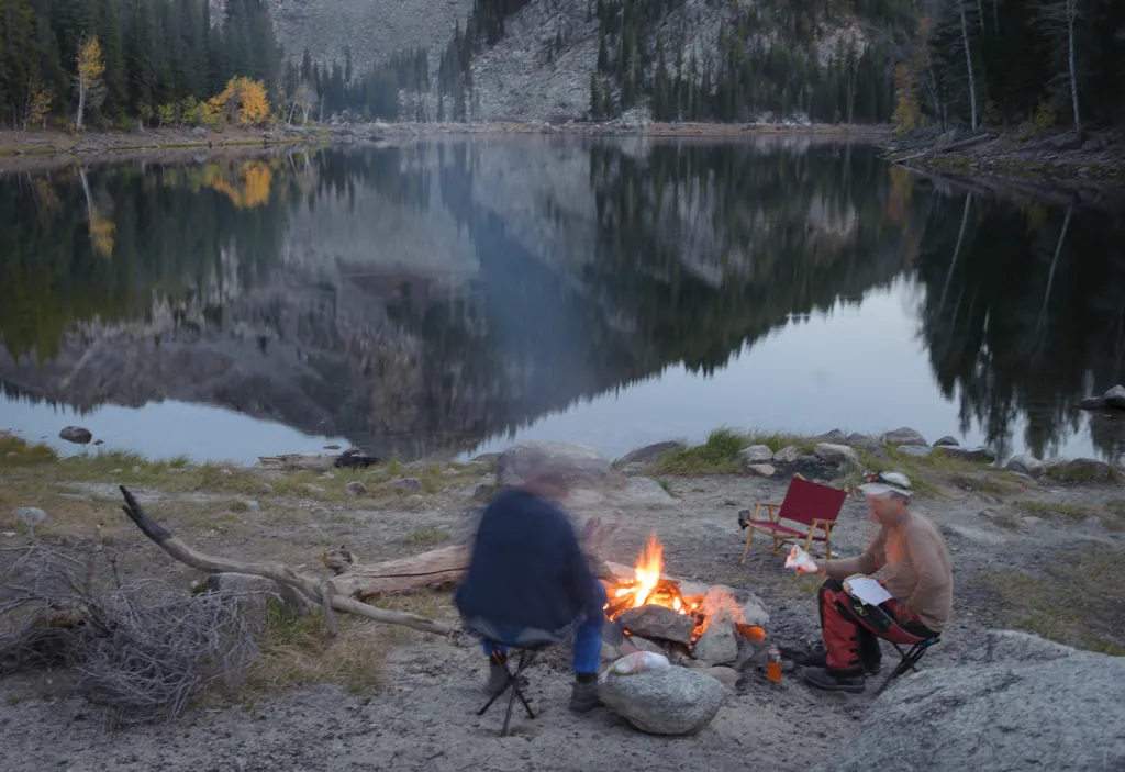Campfire at the lake’s edge