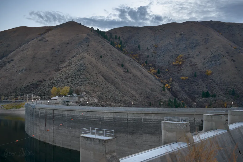 Arrowrock Dam at dusk